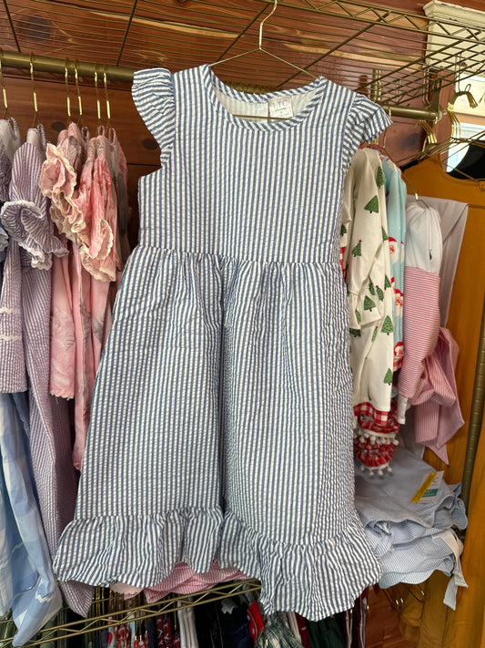 Blue seersucker dress