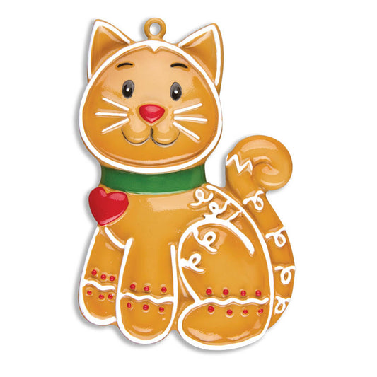Gingerbread Cat Personalized Christmas Ornament