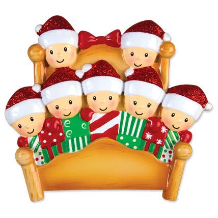 Bed Family of 7 Personalized Ornament