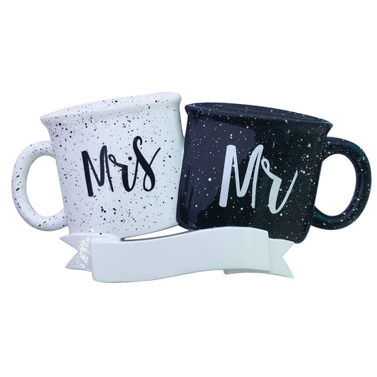 Mr & Mrs Mugs Assortment Personalized Christmas Ornament