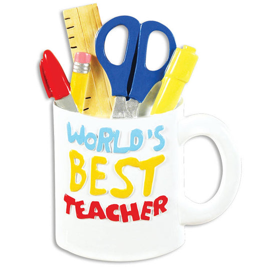 Best Teacher Mug Personalized Christmas Ornament