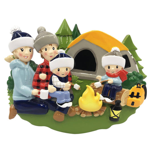 Camp Fire Family (3) Personalized Christmas Ornament